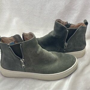 Sofft Britton Zip Womens 6 Suede Hightop Sneakers Shoes Olive Green Aqua Soft